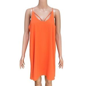 She + Sky Spaghetti Strap Dress with Strappy Detailing in Orange size M